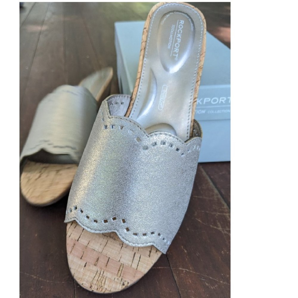 ROCKPORT Zandra Pewter Slide Sandal Silver NWT